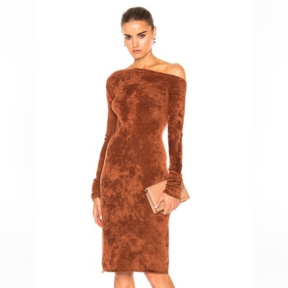 Helmut Lang Dresses & Skirts - Helmut Lang Velveteen Dress in Burnt Umber Size Small